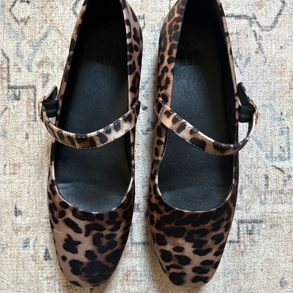 Leopard Print Mary Jane Flats - Picture 1 of 4